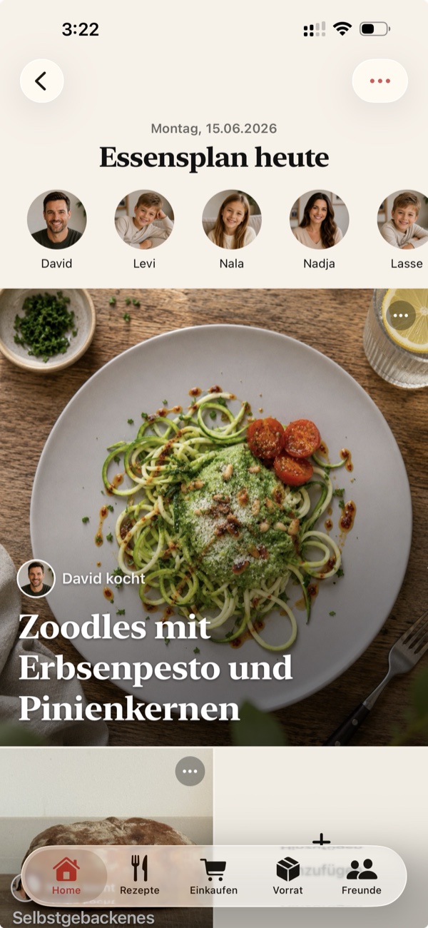 Day view of a meal
