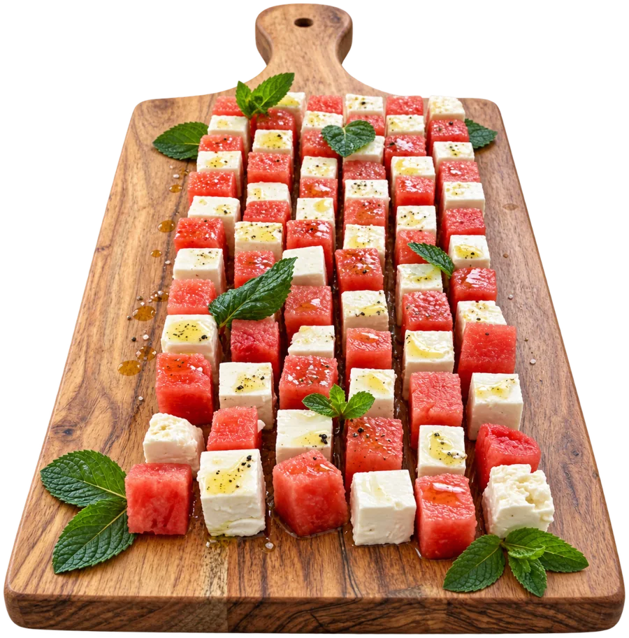 Wassermelonen-Feta-Schachbrett